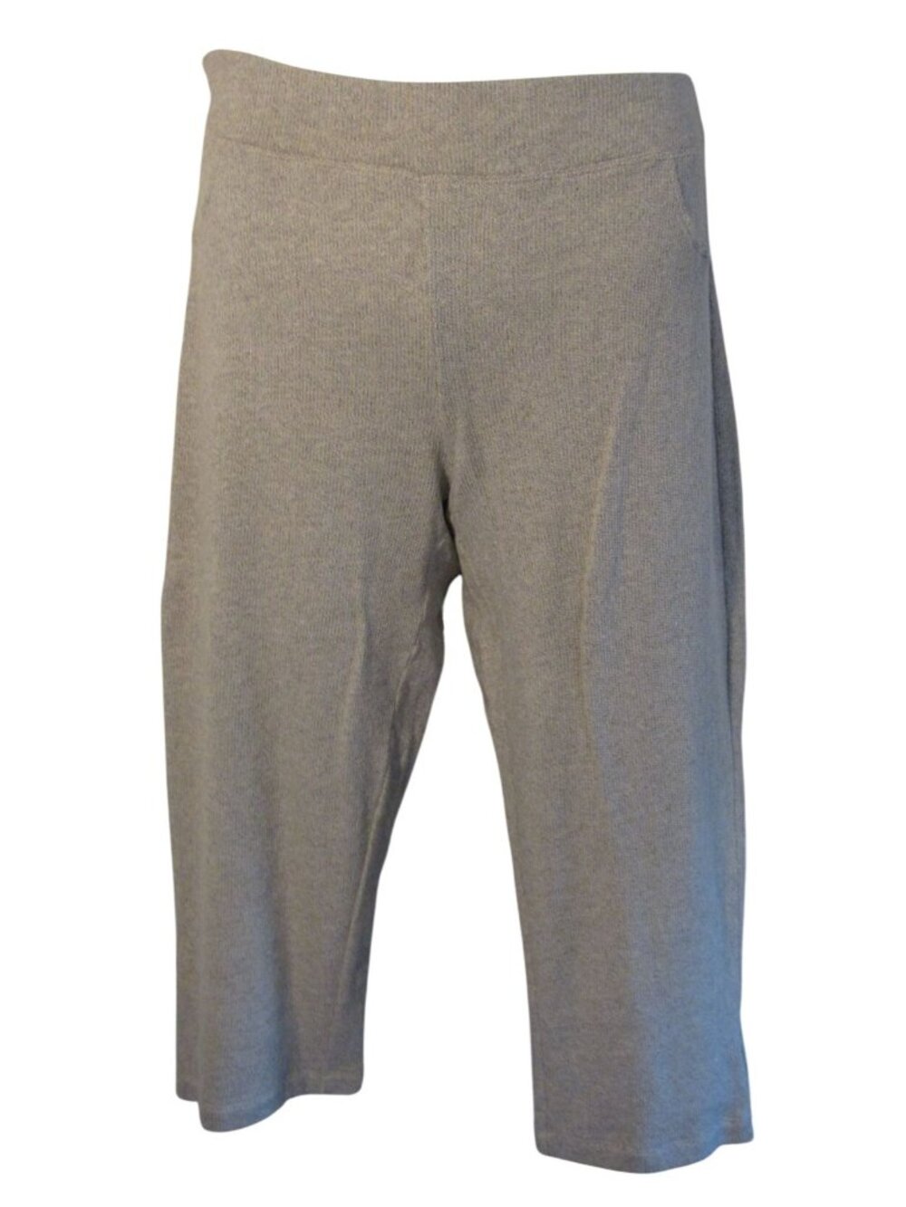 Zenergy by Chico's 2 (L) NEW Heather Gray Terry Crop Pants Knit NWT